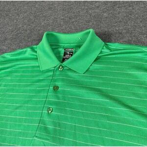 Page Tuttle Shirt Mens Large Green Striped Short Sleeve Golf Polo Performance